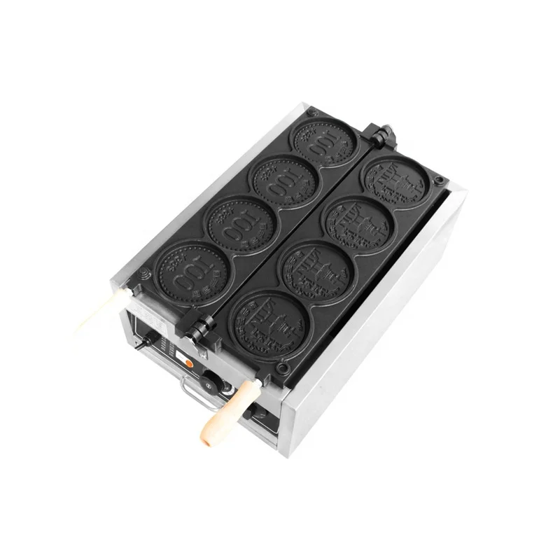 Electric 220V 110V Japan Korea Coin Waffle Round Bread Machine Coin Waffle Cake Making Machine Commercial