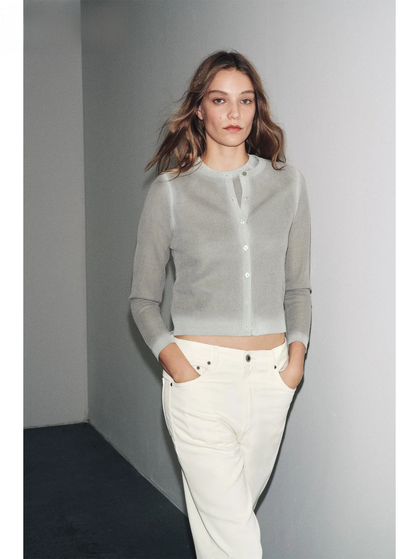 

ZAPRHA Faionable Women's Knitted Open Cardigan Long Sve round Ne adient Effect Autumn 2025 New Arrival