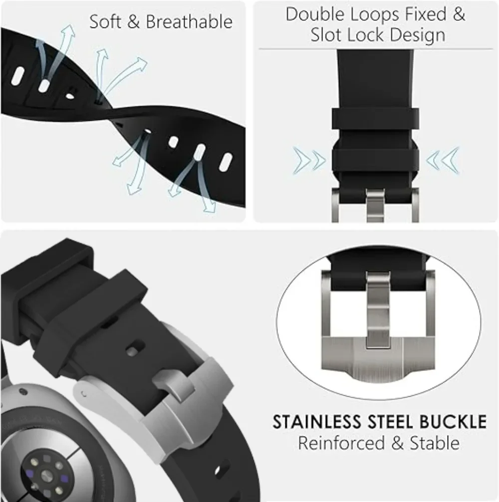 Pulseira de silicone para samsung galaxy watch ultra 47mm, pulseira com conector de metal para galaxy watch ultra 47mm, acessórios substituíveis