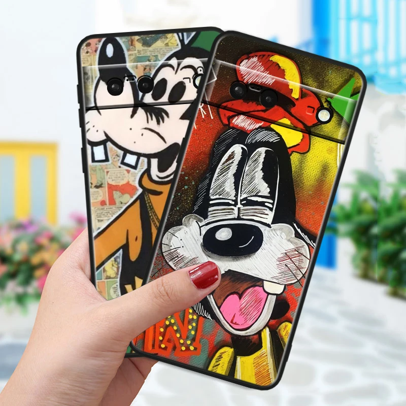 Dog Disney Friend Goofy For Google Pixel 8 7A 7 6A 6 5A 5 4 4A XL 5G Black Silicon Shockproof Shell Phone Case