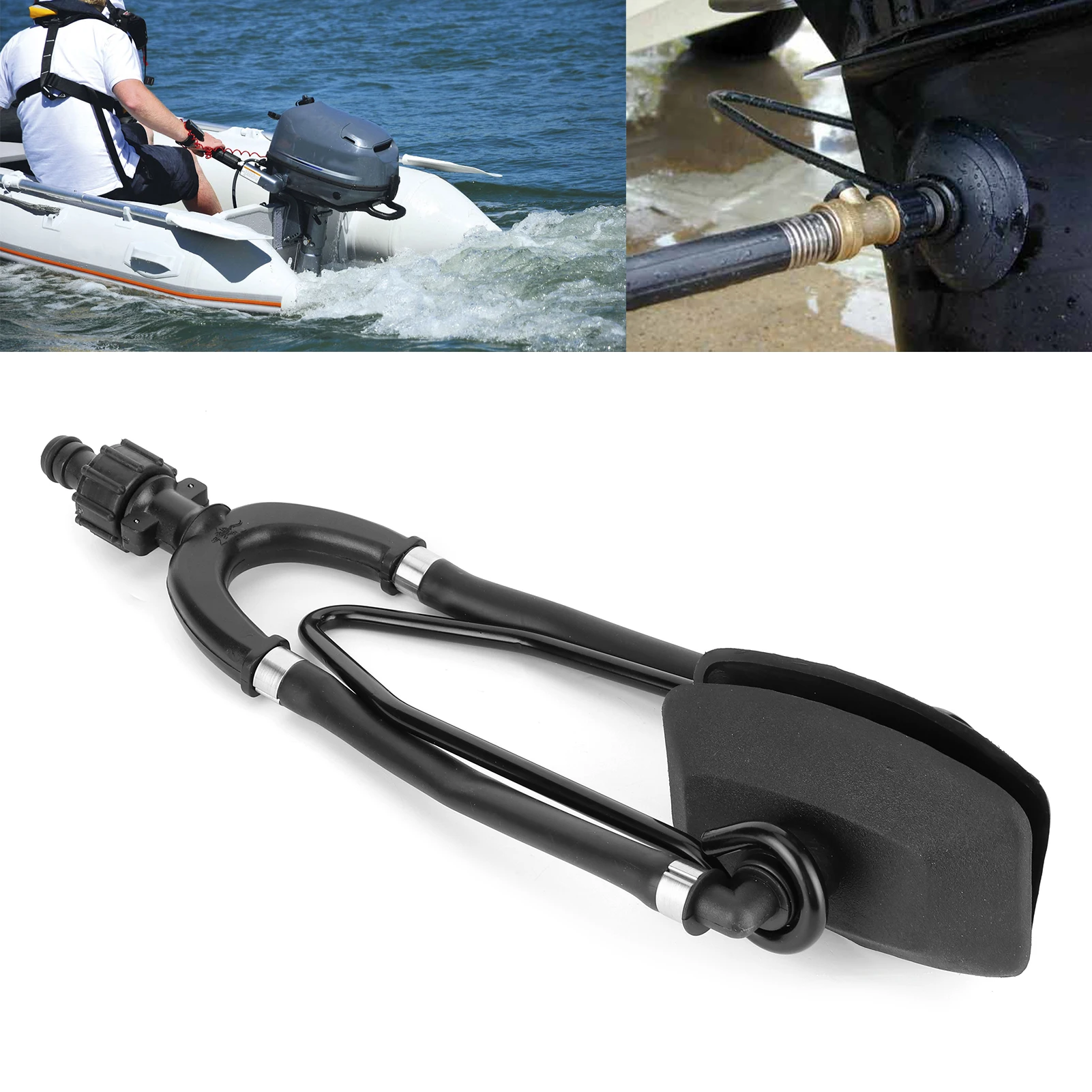 Marine Boat Engine Maintenance Tool Dual Inlet Flush Hose With Rectangular Ear Muff Quick Connect Outboard Motor Flushing Kit