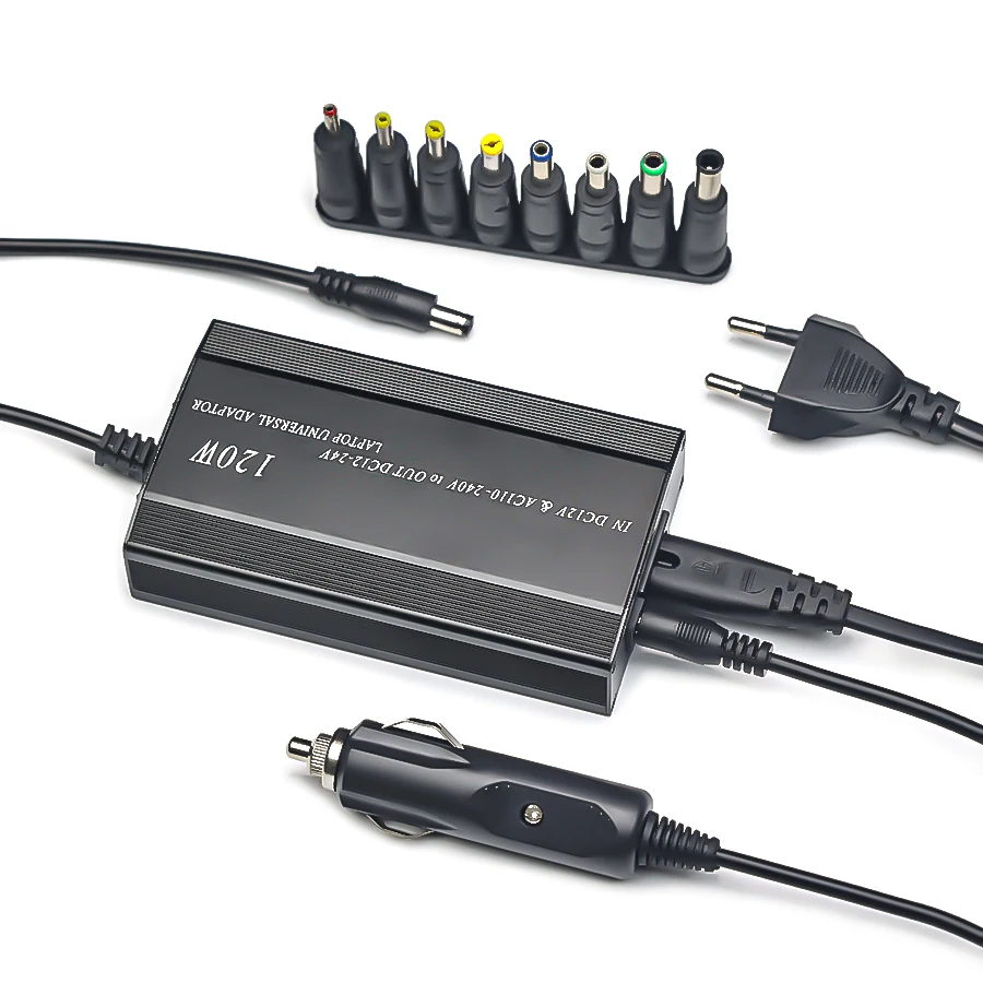 Ajustável 120w 220v 110v a 12v 15v 16v 18v 19v 20v 22v 24v carregador de carro universal ac dc fonte adaptador de alimentação usb notebook