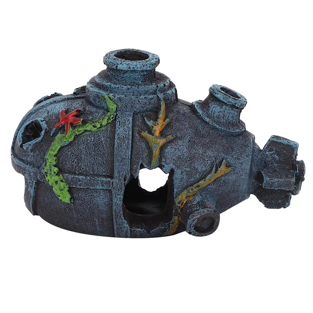 Artificial Shipwreck Cave Ornament for Aquariums - Resin Fish Tank Decoration & Hide House Landscape