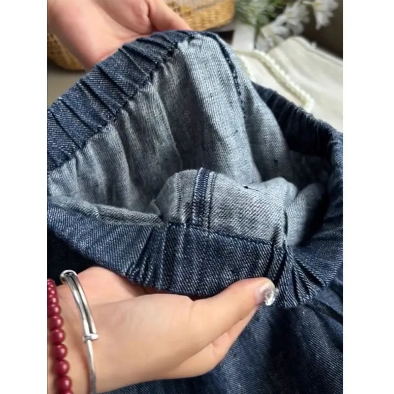 ¡Recomendado! Pantalones de pierna ancha para primavera y verano, pantalones informales holgados de pana con cintura elástica y cintura alta para mujeres de mediana edad
