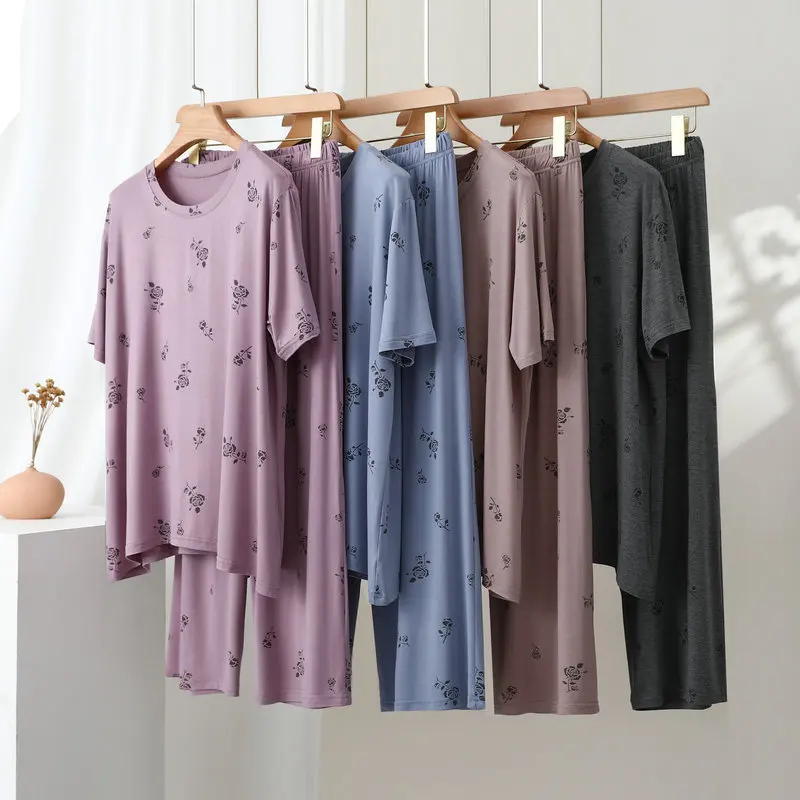 

Modal Women's Pajamas For Lady Pijama Summer Short Sleeve Sleepwear For Sleeping Two-Piece Lounge Wear Pyjama Female