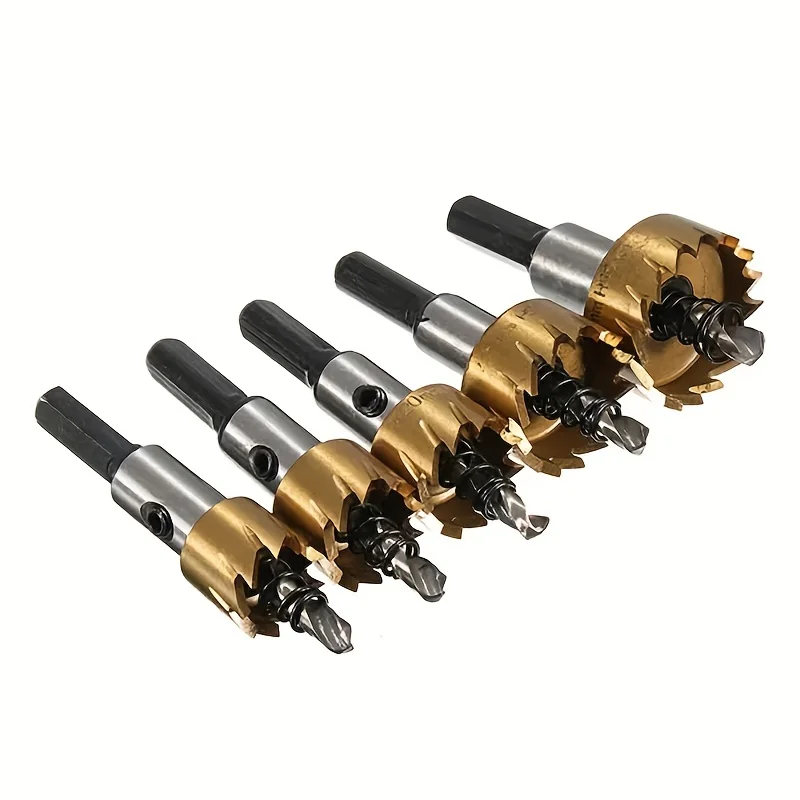 High-speed Hacksaw Tooth Hole Opener Aluminum Plate Iron Plate Punching Hole Natural Color Drill Bit 16-30mm Tool Set