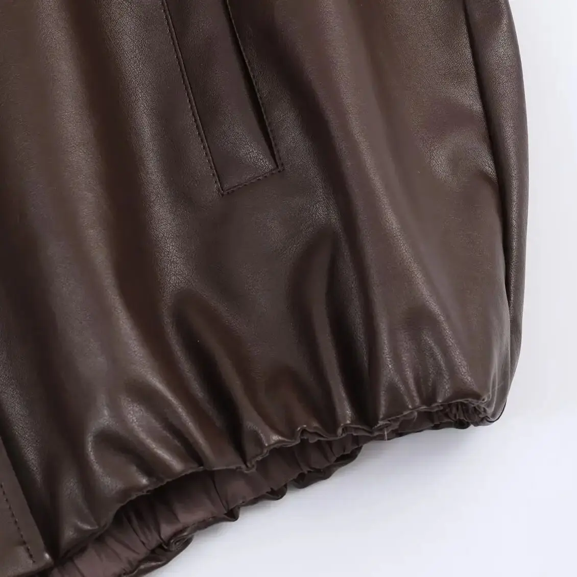 DiYiG femme 2025 hiver nouvelle mode Faux cuir col décontracté Joker poche à manches longues veste d'extérieur Mujer