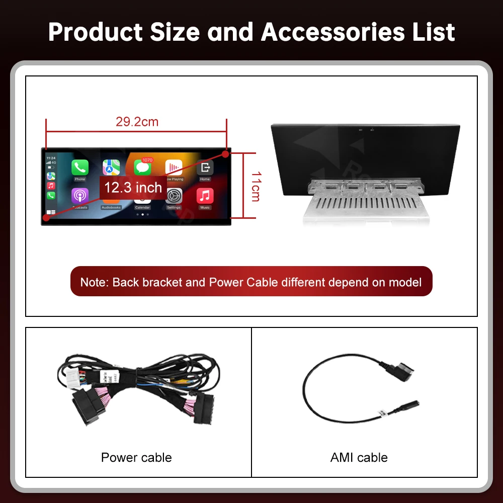 12.3インチ RoadTop ワイヤレスCarPlayマルチメディアディスプレイ Android Auto対応 Audi A1 2012-2018 Airplay/Autolink機能搭載