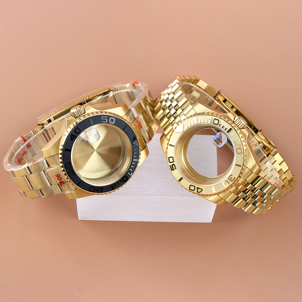 

Gold 40mm Watch Case Jubilee/Oyster Bracelet For Yacht-Master Seiko NH34 NH35 NH36 NH38 Automatic Movement NH35 SUB GMT Case