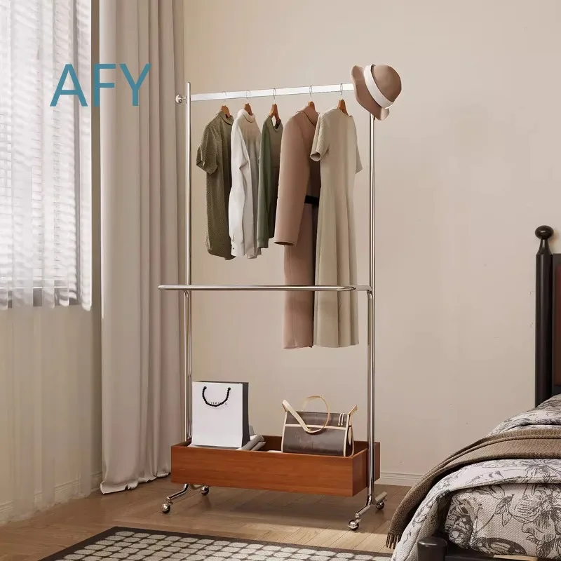 Medieval Style Coat Rack for Bedroom Floor Stand Removable Clothes Hanger Light Luxury Space Saving Bedside Organizer Home
