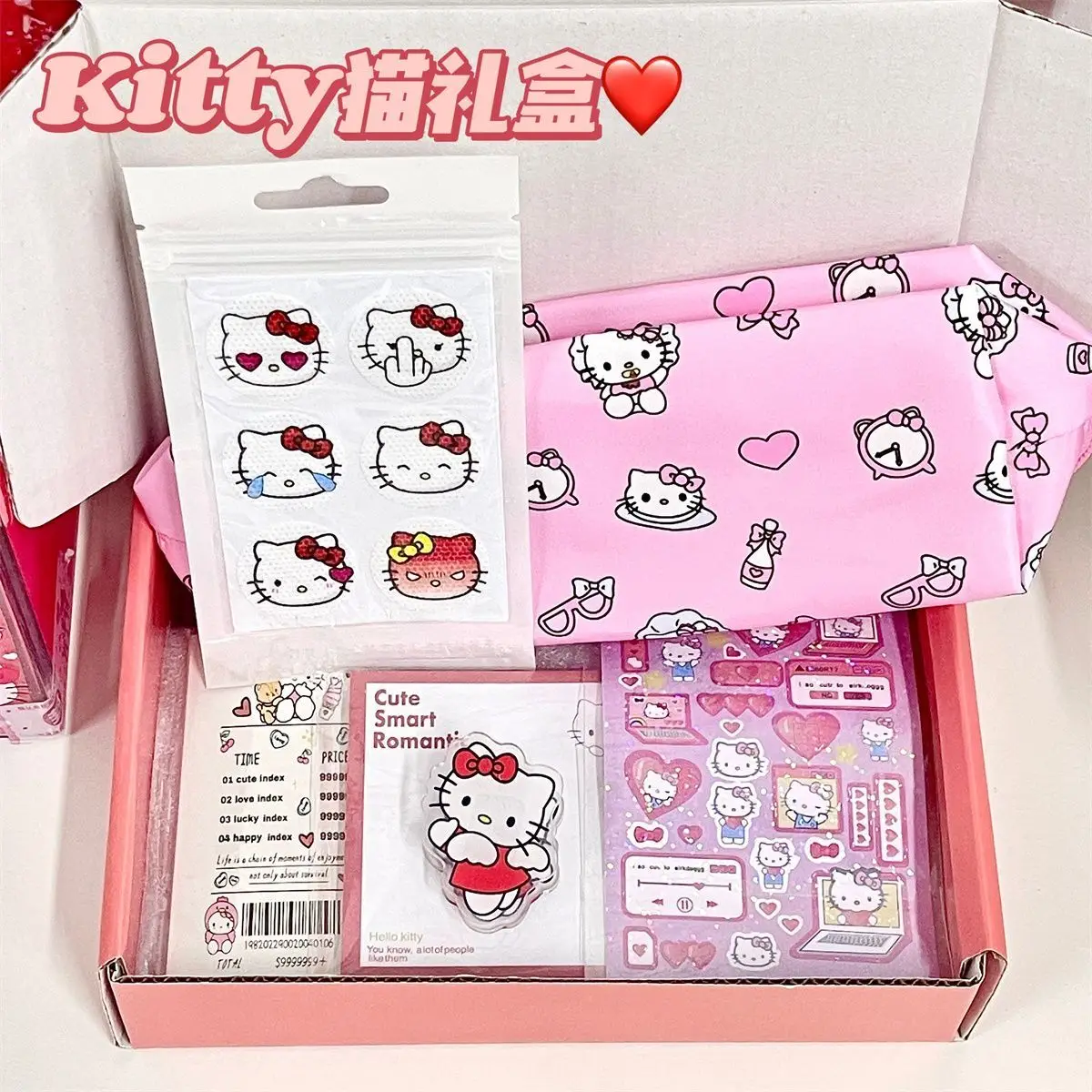 Hello Kitty Stationery Theme Gift Box Anime Cartoon Sanrio Pencil Case Student Gift Bag Learning Instagram Stationery Set Box