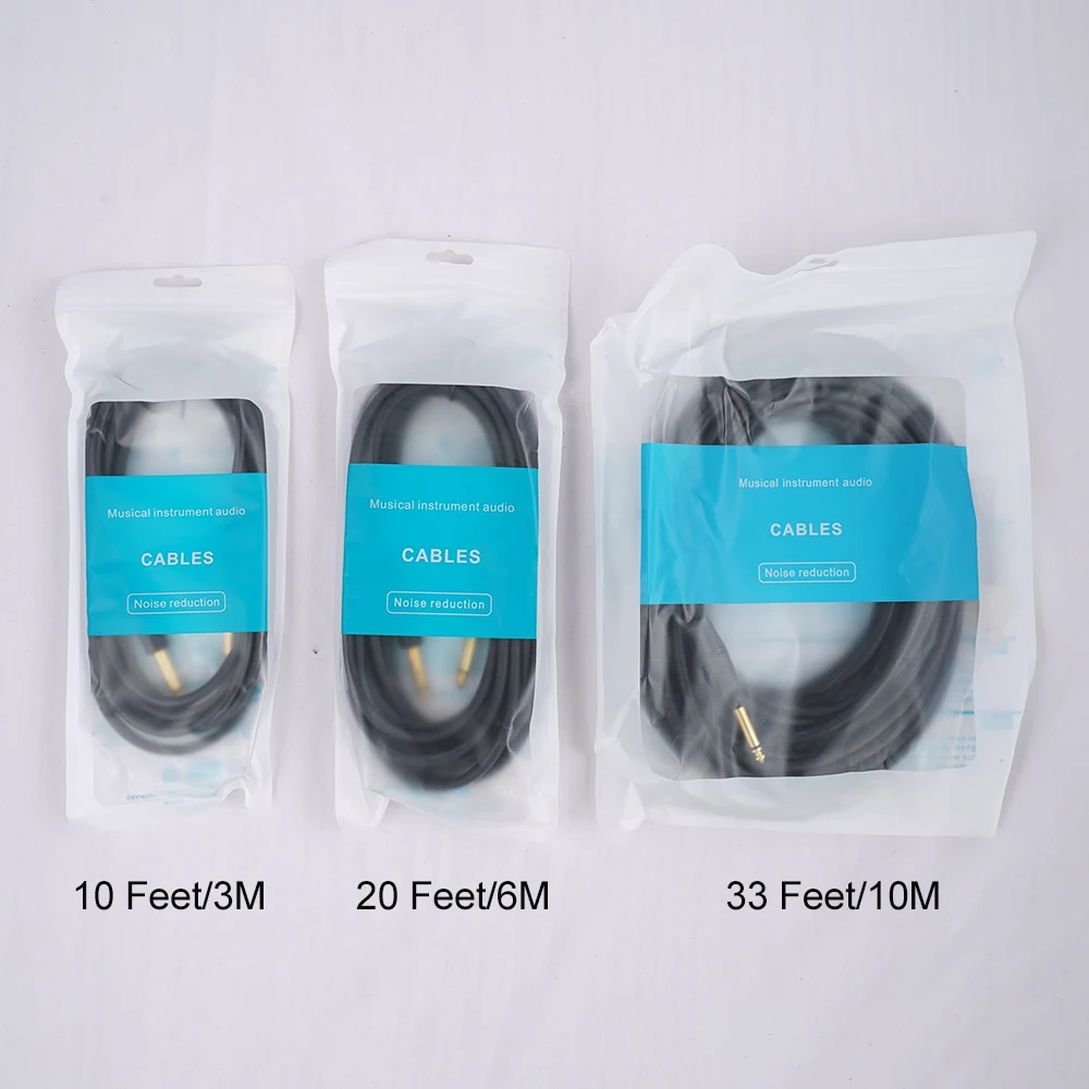 Аудиокабель 3 м, 6 м, 10 м, эластичный гитарный кабель из ПВХ 6,35 мм, 1/4 дюйма, прямой для электрических инструментов