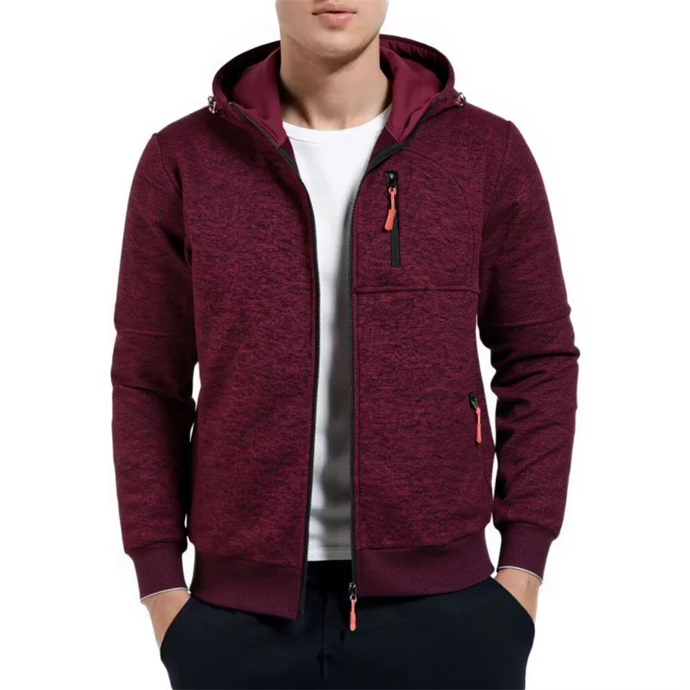

Men's Casual Sweatshirt Jacket Hooded Contrast Color Zipper Desigan Fashion Outwear Sports Fitness Fashion Baseball Jackets