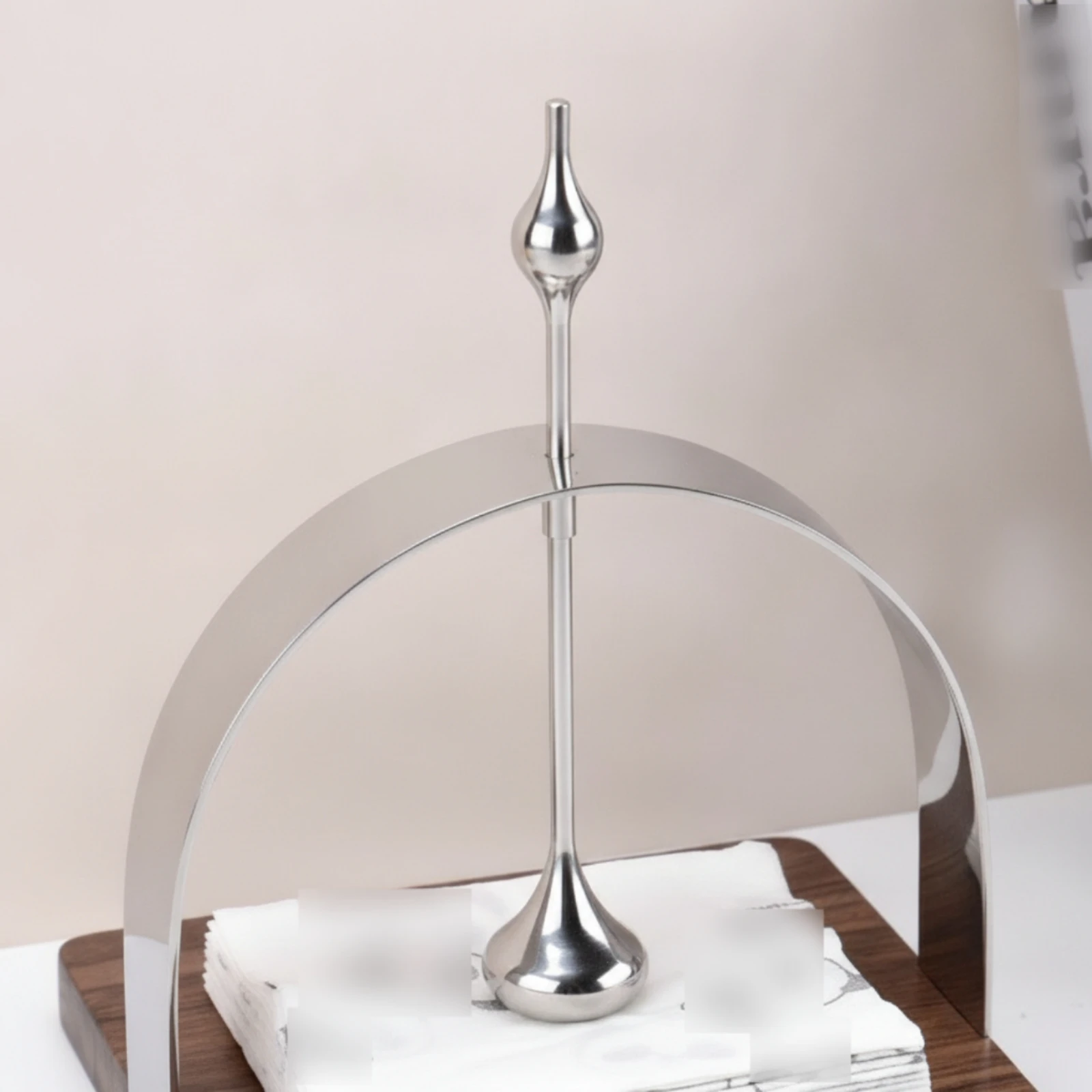 Tissue Holder with Wooden Base Tabletop Napkin Holder with Wooden Base Flat Napkin Dispenser Stable Minimalist for Dining Table