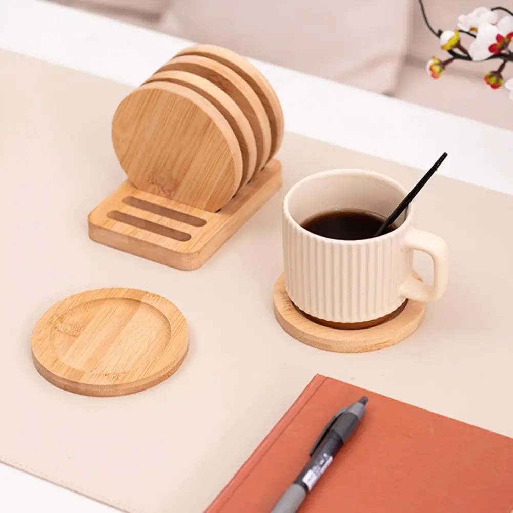 Eco-friendly Drink Coasters Bamboo Coasters Set Eco-friendly Bamboo Coasters for Home Office Heat Resistant for Kitchen for Tea