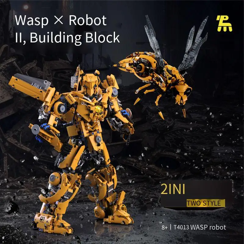 

Large Hornet Robot Transformed Building Blocks Assembly Double Form Diamond Model Ornament Puzzle Children's Kit Toy