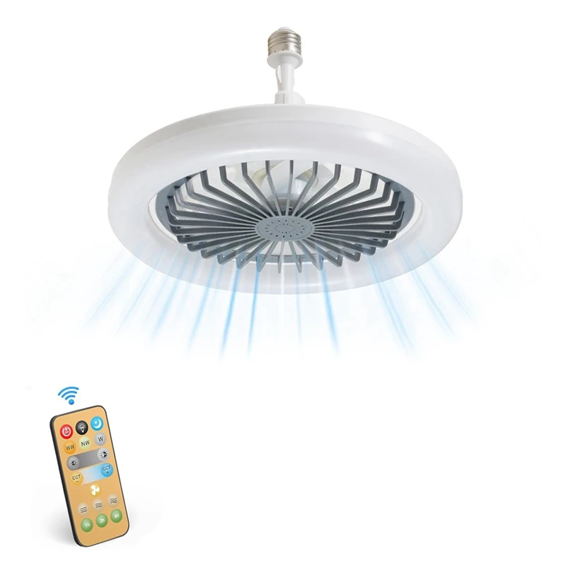 ABGR-Ventilador de soquete de luz multidirecional com controle remoto 10 polegadas, ventilador de teto aparafusado no soquete de luz para aprimorado e ajustável