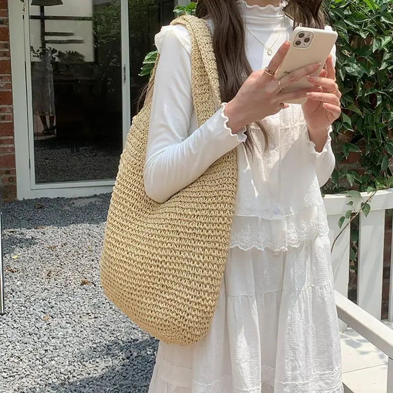 

Beach Tote Bag Beach Grocery Storage Tote For Women Lightweight Spacious Gym Travel Bag For Toys Towels Clothes For Vacation