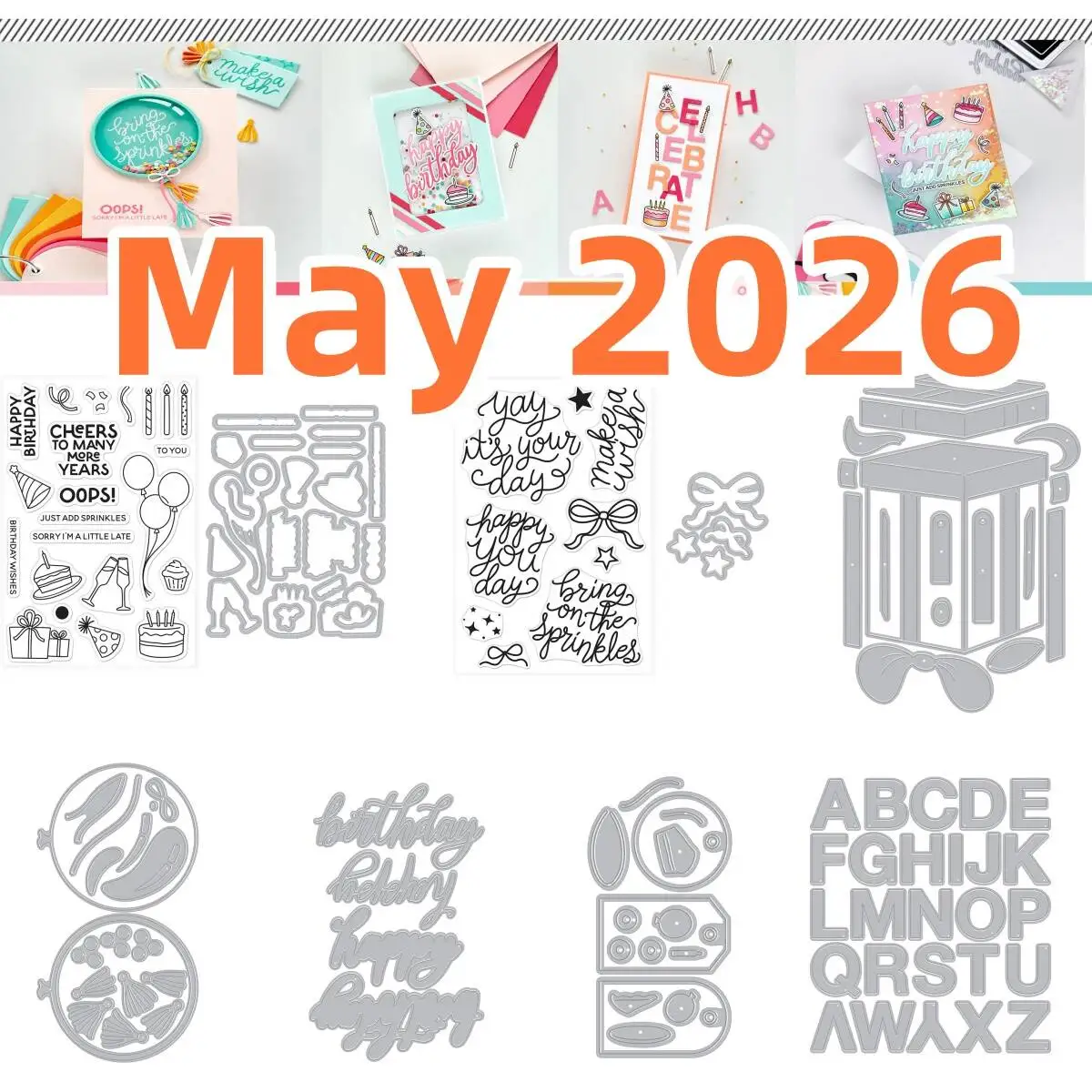 

Birthday Balloon Present Metal Cutting Dies Clear Stamps for DIY Decorating Scrapbook Paper Card Album Embossing May 2026 New