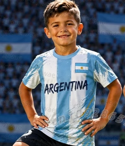 2026 BOYS Harajuku Argentinien Messi 10 Fußballtrikot Shorts Set Damen Herren Kinder Shirt und Shorts Sommer Fans 2-teiliges Set – Detail 11