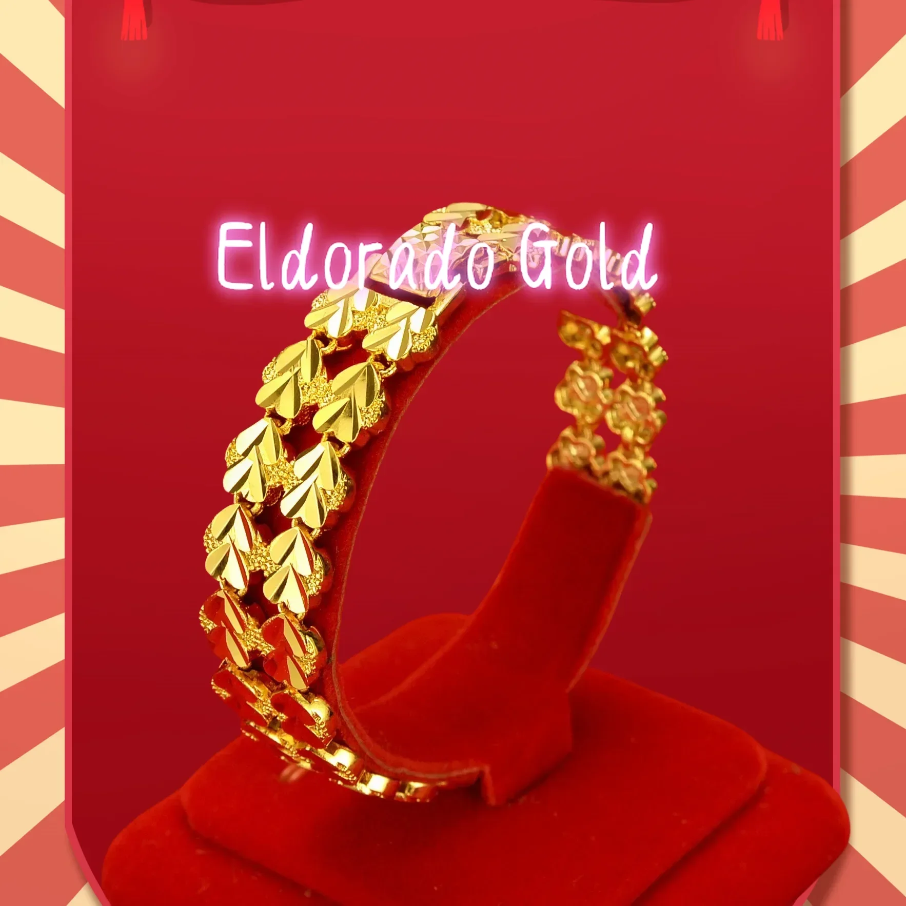 

Eldorado Gold 2025 Boutique 9999 men's gold large watch chain car flowers real gold bracelet 24K real gold wrist chain atmosphe