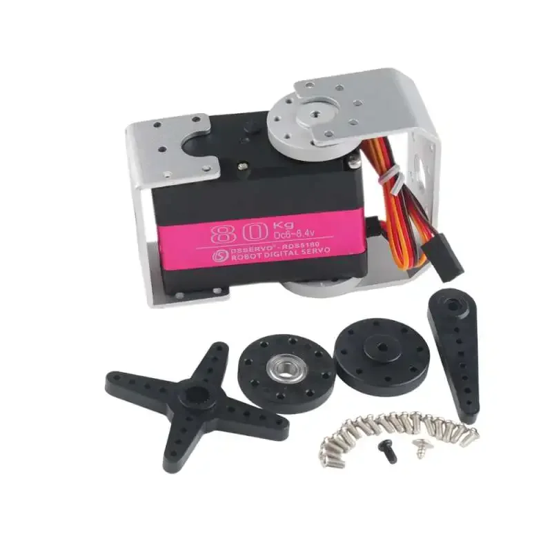 RDS5180 80KG 7.4V double arbre Servo étanche couple élevé engrenage métallique RC Servo numérique avec support en forme de U pour 1/5 RC voiture Robot