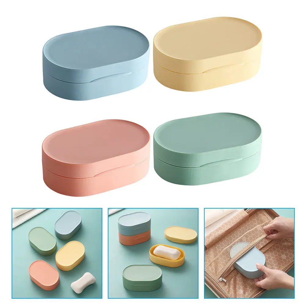 4Pcs Travel Soap Box Hollow Drainable Holder Containers for Bathroom Kitchen Bar Soap Saver Storage Box Bathroom Supply