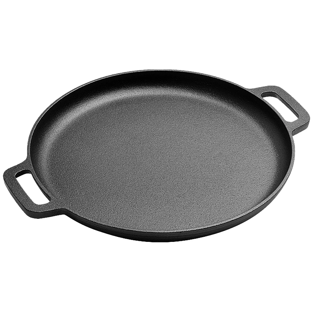 30cm Cast Iron Round Griddle For Crepes And Pizza with Dual Handles BBQ Camping Fry Pan Pancake Pizza Pan Kitchen Cooking Pot