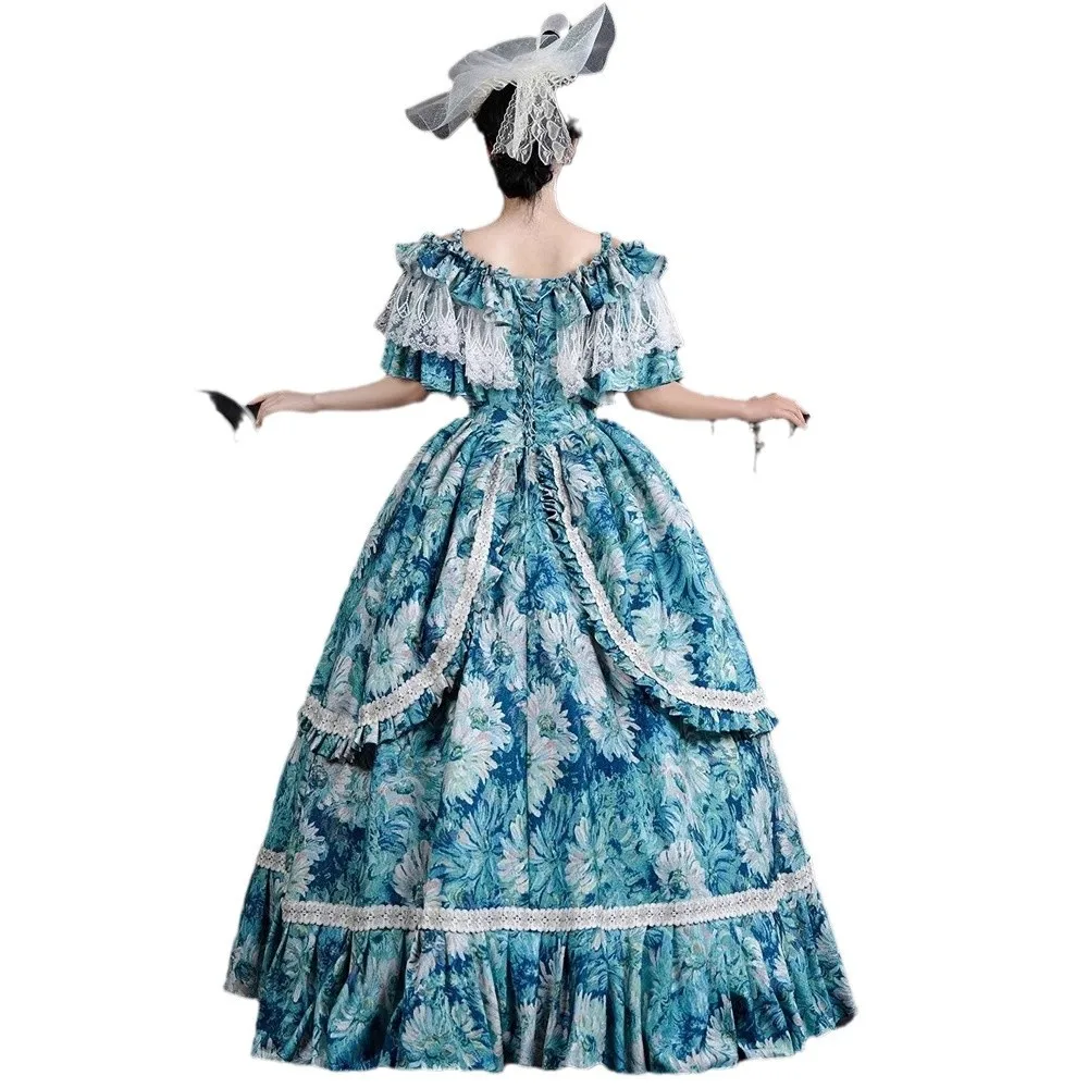 ยุโรปพิมพ์ศาลชุดขุนนางชุดวันเกิดบทบาทเล่นเกมโต๊ะละครภาพ masquerade เจ้าหญิง Glamorous ชุด