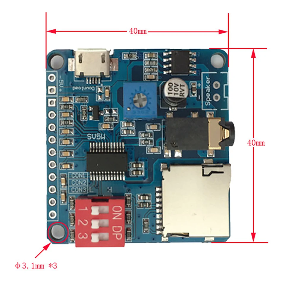 Voice Sound Playback MP3 Player Module UART I/O Trigger Class D Amplifier Board 5W 8M Storage DY-SV8F SD/TF Card for Arduino