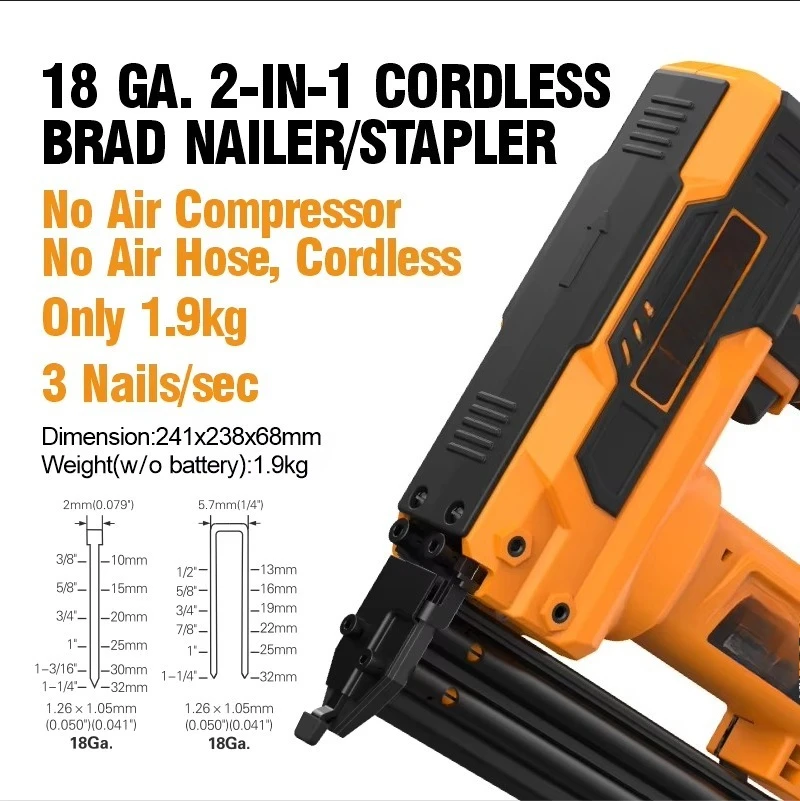 2 in 1 Electric Cordless Nail Gun and Narrow Crown Nail Gun with Battery
