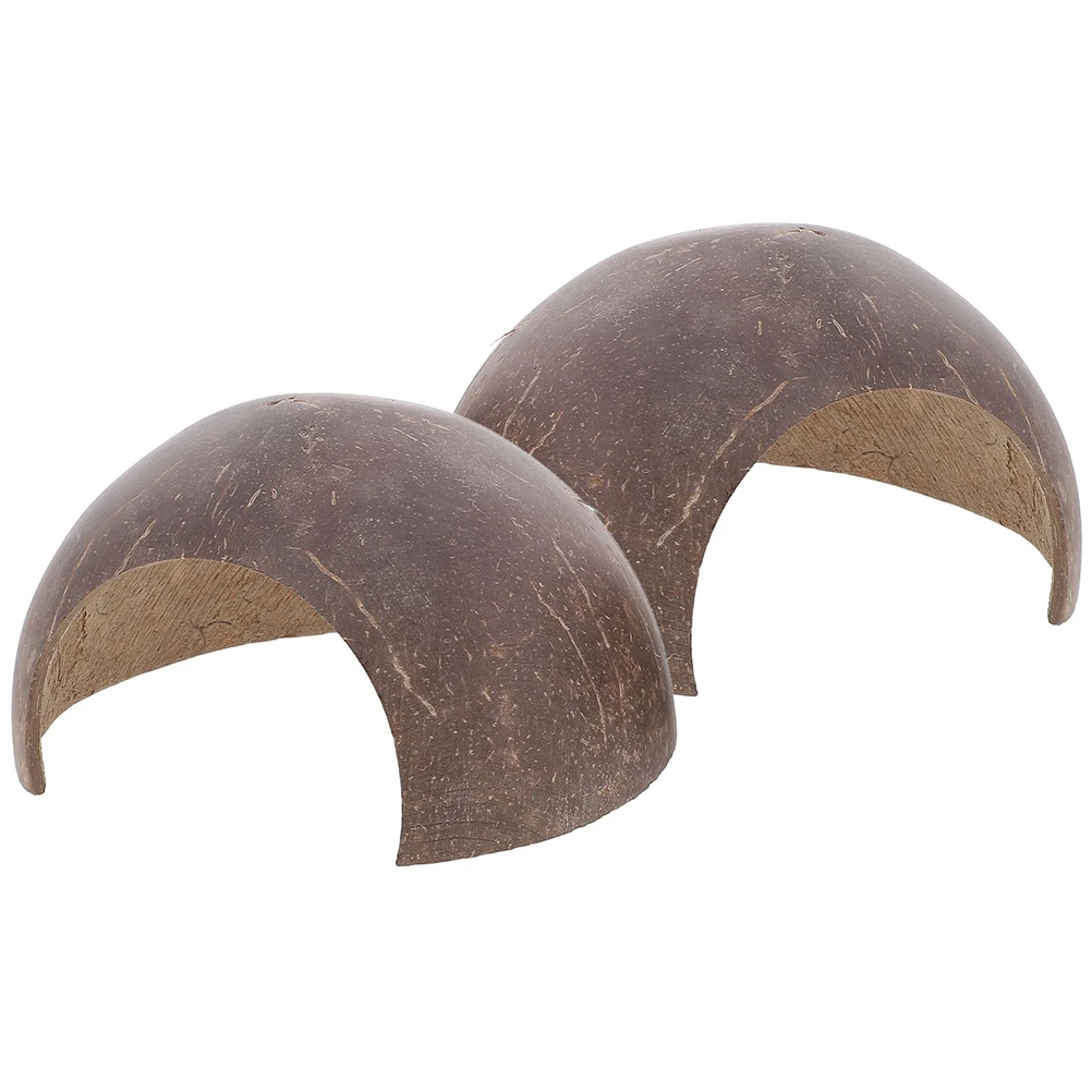 

2pcs Reptile Hideout Coconut Shell Terrarium Decor Resin Cave For Hermit Crab Lizard Gecko Small Terrarium Decorations Pet Hide