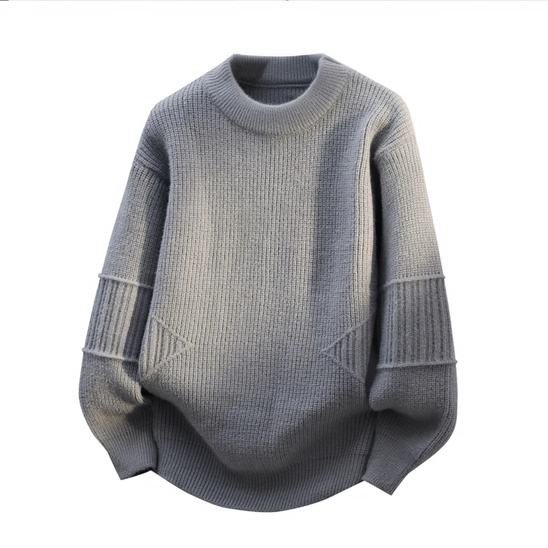 

Боковой вязаный узор 2025, зимний мужской высококачественный утепленный модный трендовый свитер, мужские повседневные шерстяные пуловеры, теплые свитера