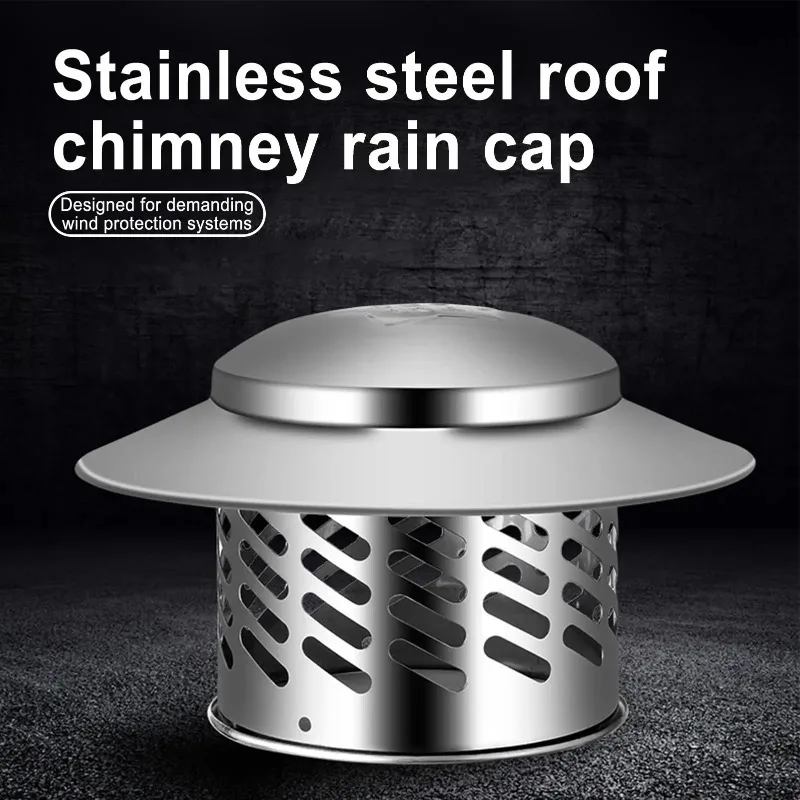 80/100/160/200mm 304 Stainless Steel Rainproof Cap Chimney Windproof Rainproof Cover Fine Grid Structure Protection Tool