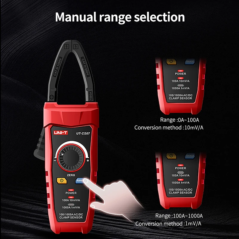 UNI-T Clamp Sensor UT-CS07 1000A AC DC Current Measuring Pliers Use For UT117C UT196 UT139C UT197 UT197PV Multimeter