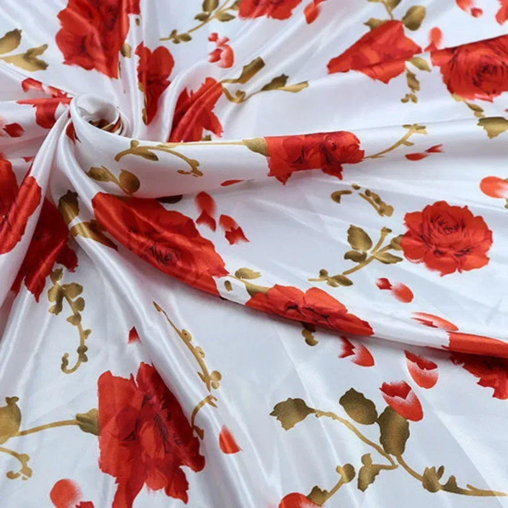 200*150cm Printed Simulated Silk Satin Fabric Kimono DIY Sewing Floral Fabric Home Furniture Decoration Material Cloth