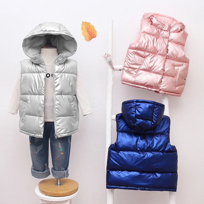 Vest Winter Thickened Warm Tank Top Coat 2-11 Year Old Korean Boy Girls Cartoon Casual Sleeveless Jacket Coat Fashion Child Wear