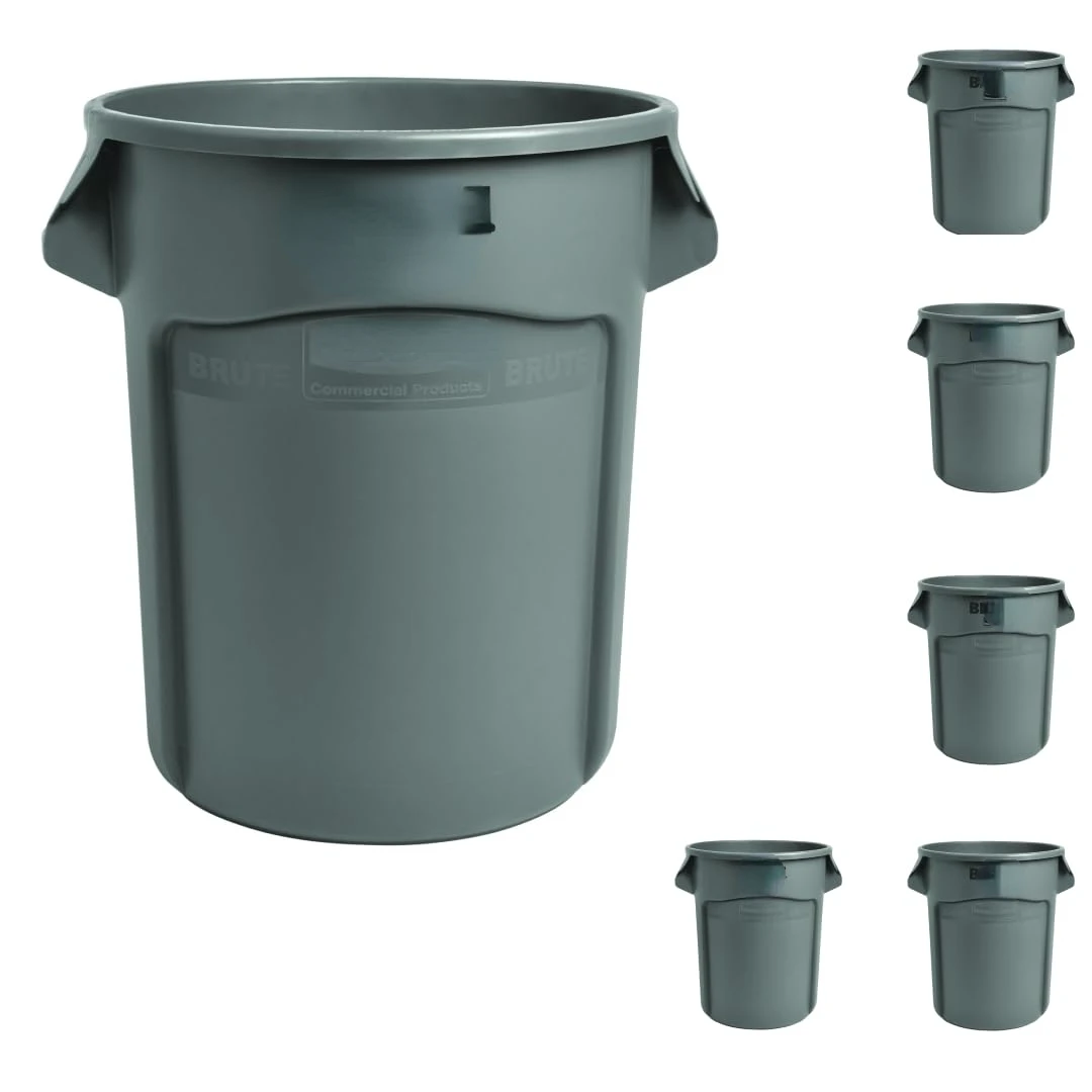 Commercial Products BRUTE Heavy-Duty Trash/Garbage Can, 20-Gallon, Gray, Wastebasket