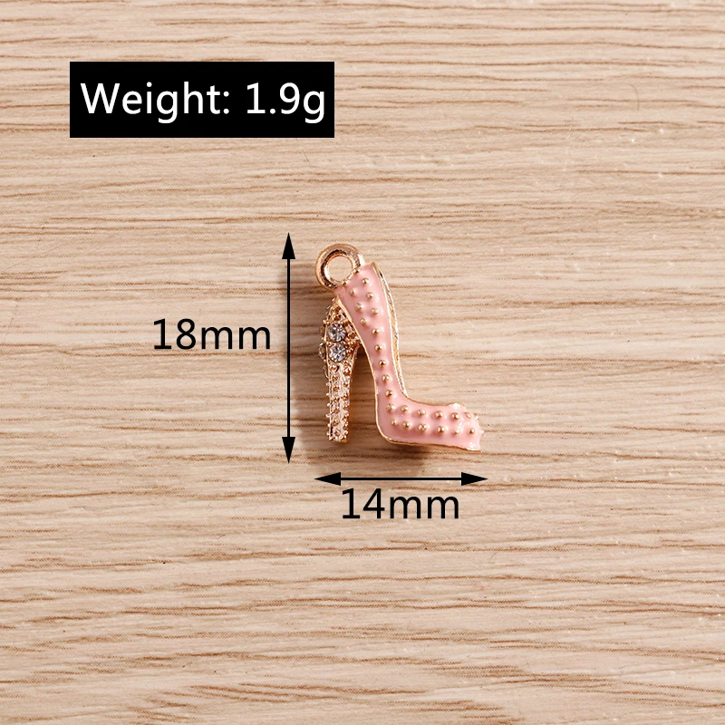 Tusember 10 Stück Niedliche Kristall-Lippenstift-, Handtaschen-, Schuh- und High-Heel-Anhänger für Halsketten, Ohrringe, Armbänder und Bastelarbeiten – Detail 9
