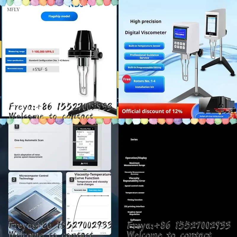 NDJ-1 Rotary Viscometer Viscosity Tester with Rotors 1-4 10-100000mPa·s Fluidimeter Meter Newton Liquid Viscometer
