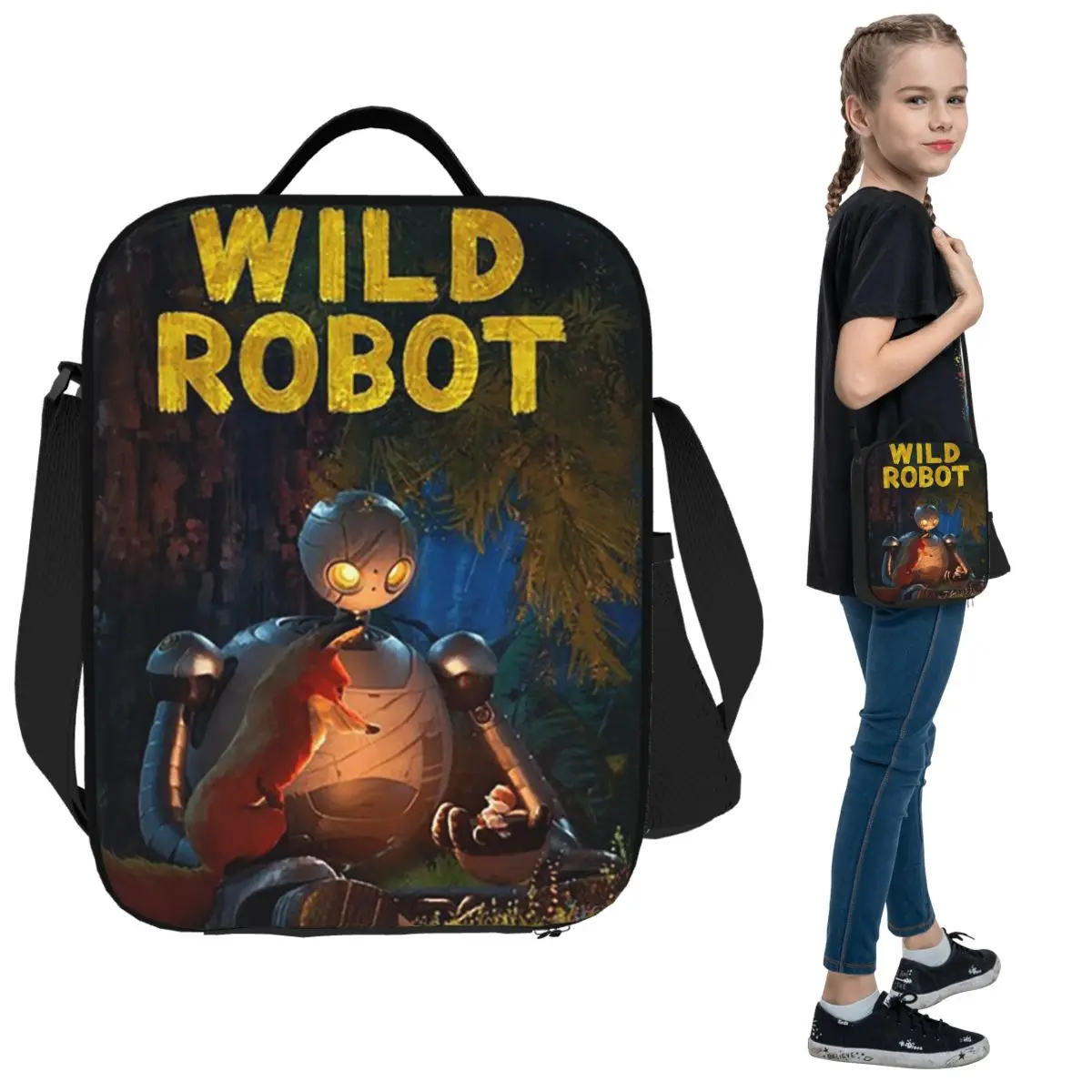 

The Wild Robot Lunch Bags Insulated Bento Box Waterproof Lunch Tote Leakproof Picnic Bags Cooler Bag for Woman Kids Work