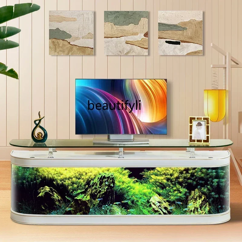 A139  TV Cabinet Fish Tank Living Room Back Filter Small Ecological Filter Loop Change Water Integrated Aquarium