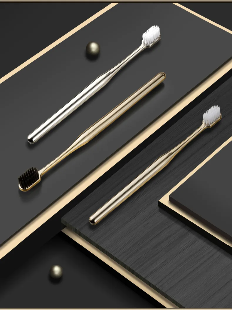 Household adult toothbrush soft bristles high-end independent packaging gold-plated couple gold and silver household products