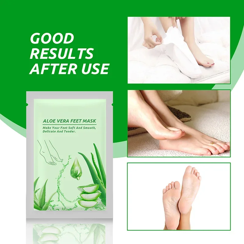 1PCS Aloe Vera Feet Exfoliating Foot Mask Pedicure Socks For Feet Mask Remove Dead Skin Heels Foot Peeling Skin Spa Mask