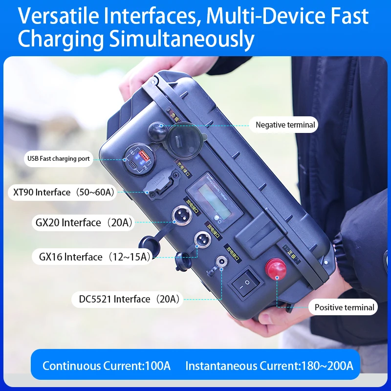 12V 60AH High-Capacity Portable Outdoor Power Supply Suitable for Outdoor Lights, LED Lights and Fishing Lights