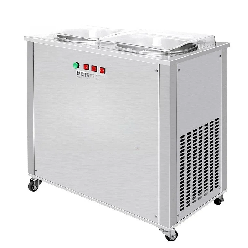 

Automatic ice frying machine Commercial double pot frying Refreshing and cooling