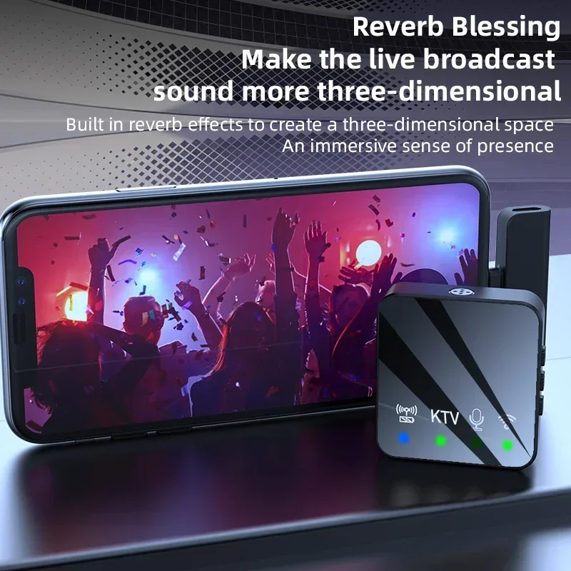 Mini Mic for iPhone Android Phone Outdoor Live Broadcast K Song Mic Wireless Lavalier Microphone Portable Audio Video Recording