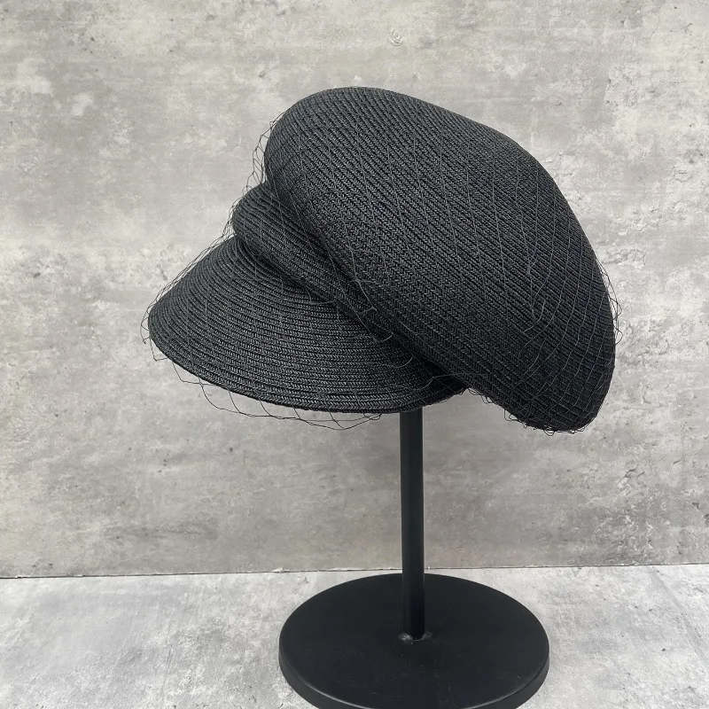 Women's Spring Summer Straw Mesh Newsboy Equestrian Beret Breathable Cap