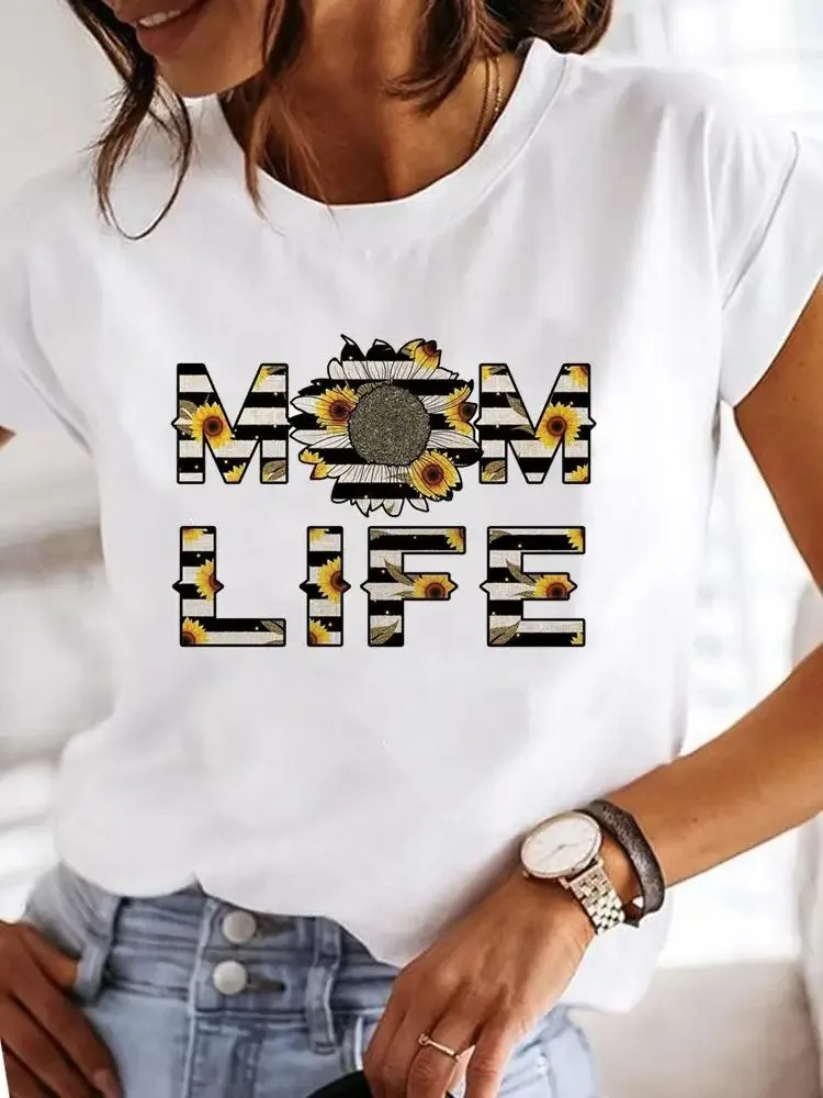 Fashion Short Sleeve Casual T-shirts Clothes Women Female Watercolor Make Up Flower Summer T Clothing Ladies  Tee