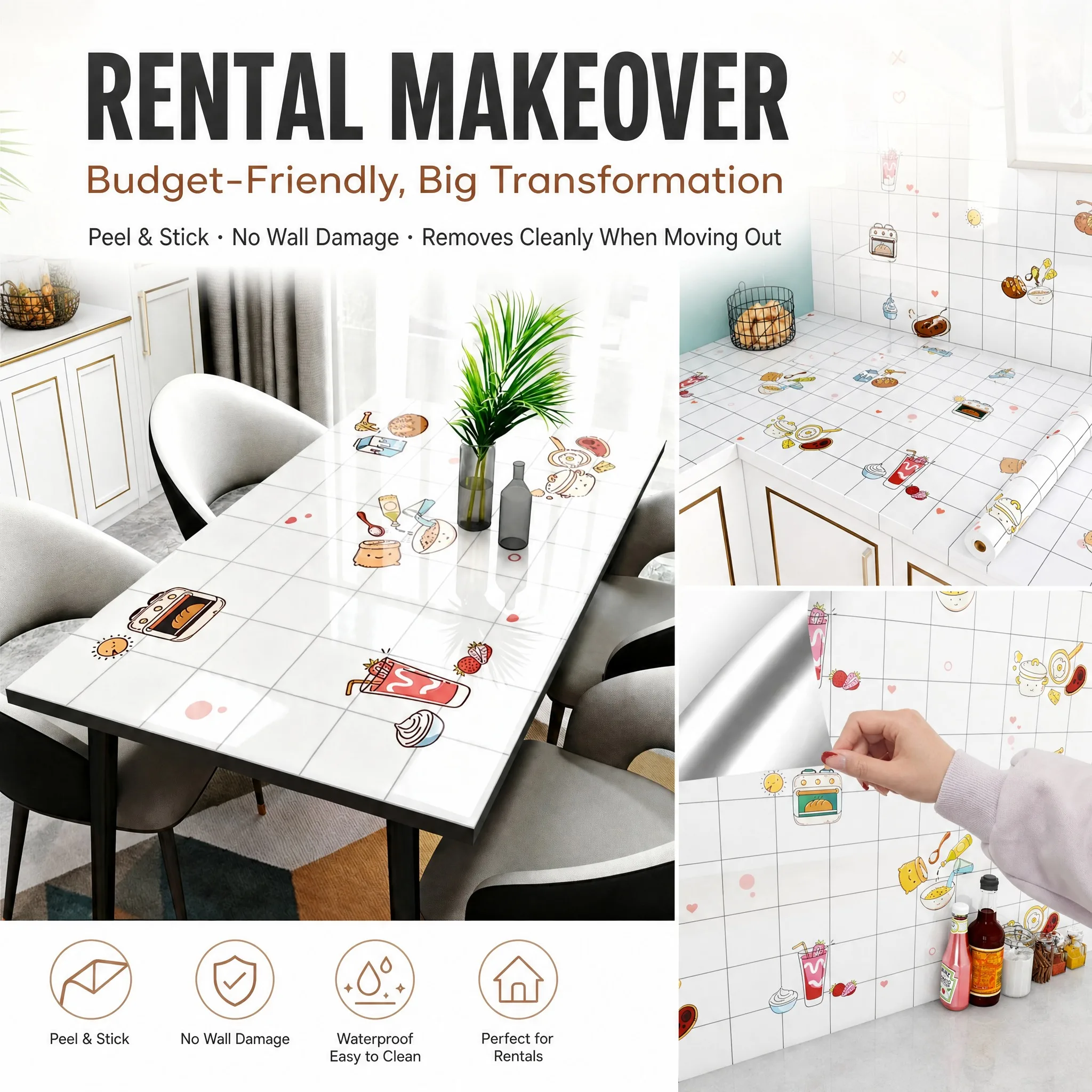 Waterproof Marble Peel & Stick Wallpaper Vinyl Contact Paper for Kitchen Countertops, Bathroom Walls & Living Room Decor